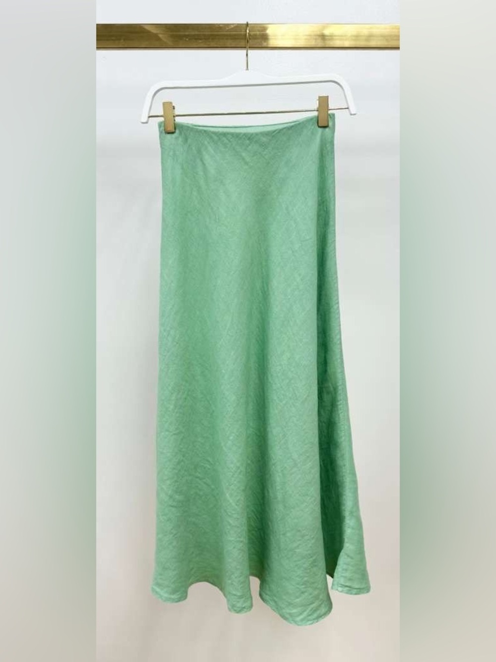 (113002-MIN) SOLID LINEN MIDI SKIRT
